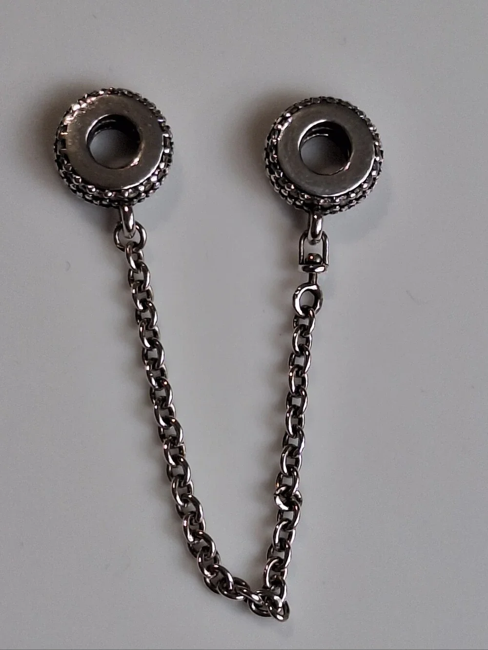 Authentic Pandora Heart Clasp Bracelet with Sparkling Pavé Safety Chain S925 ALE